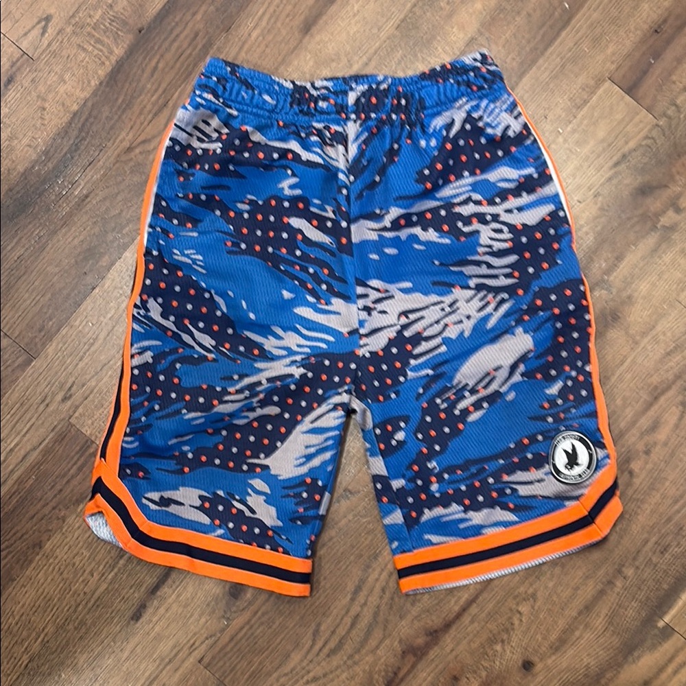 Flow Society Youth Camo Shorts - Blue and Orange